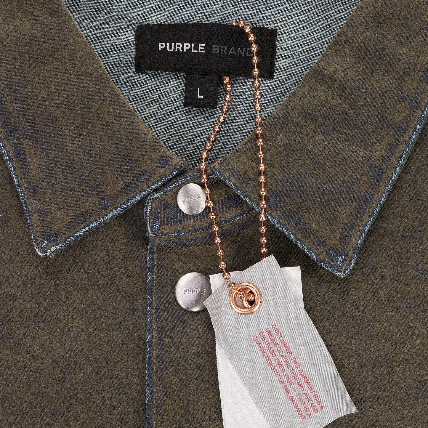 LS FLOCKED SHIRT JACKET GREEN DENIM JACKETS