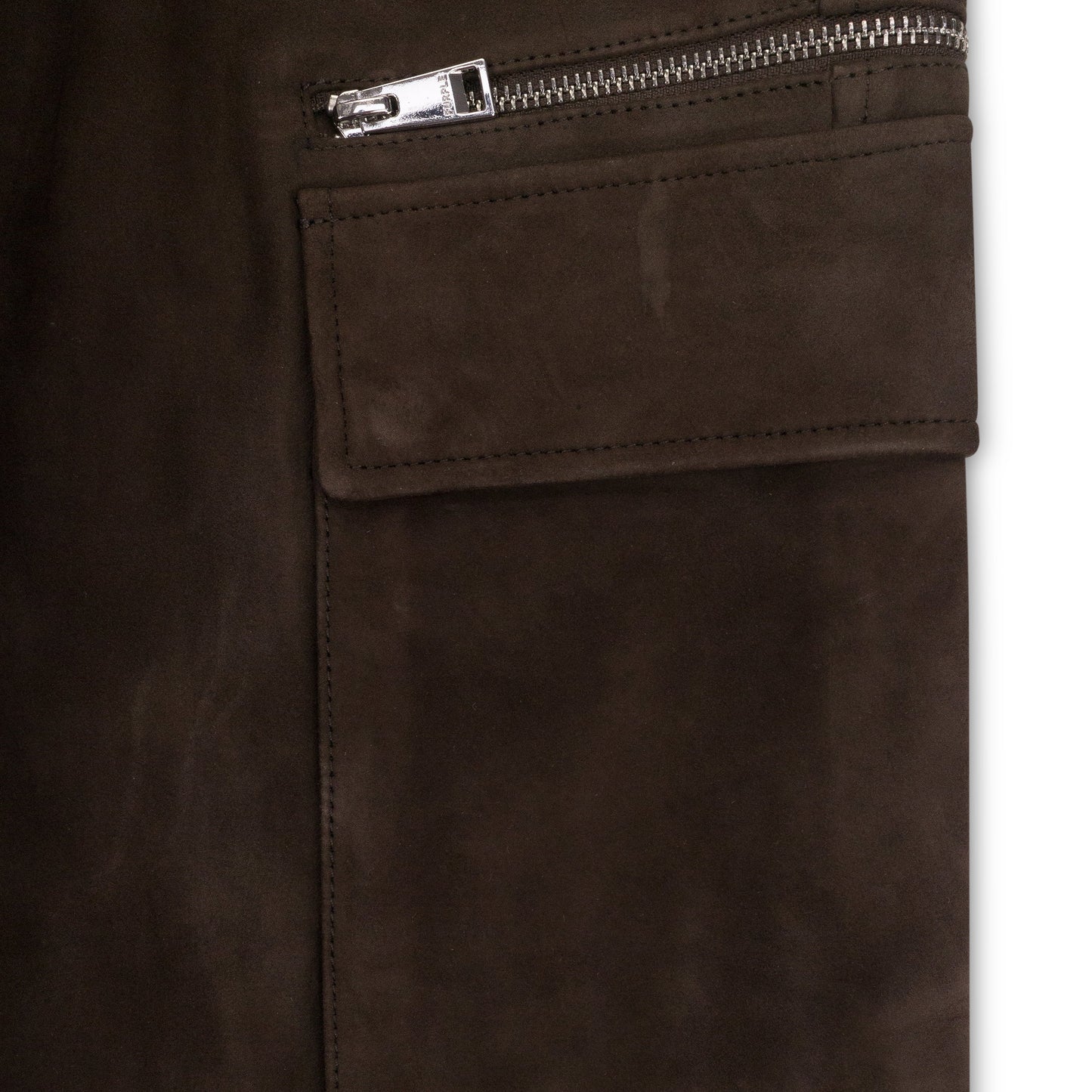 SUEDE ZIP CARGO PANT BROWN CARGO PANTS