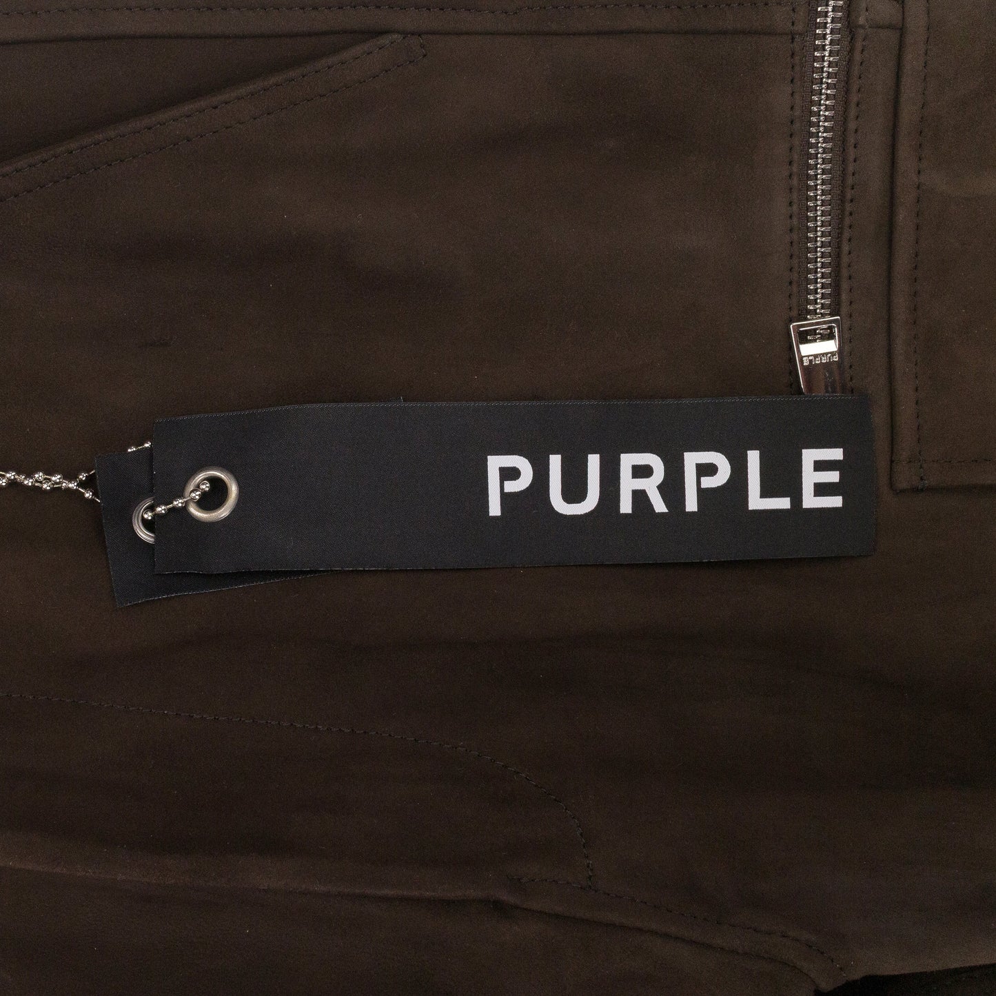 SUEDE ZIP CARGO PANT BROWN CARGO PANTS