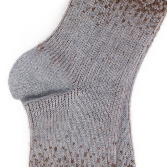 BABY BLUE/BROWN BULKY BRUSHED LOW CREW SOCKS