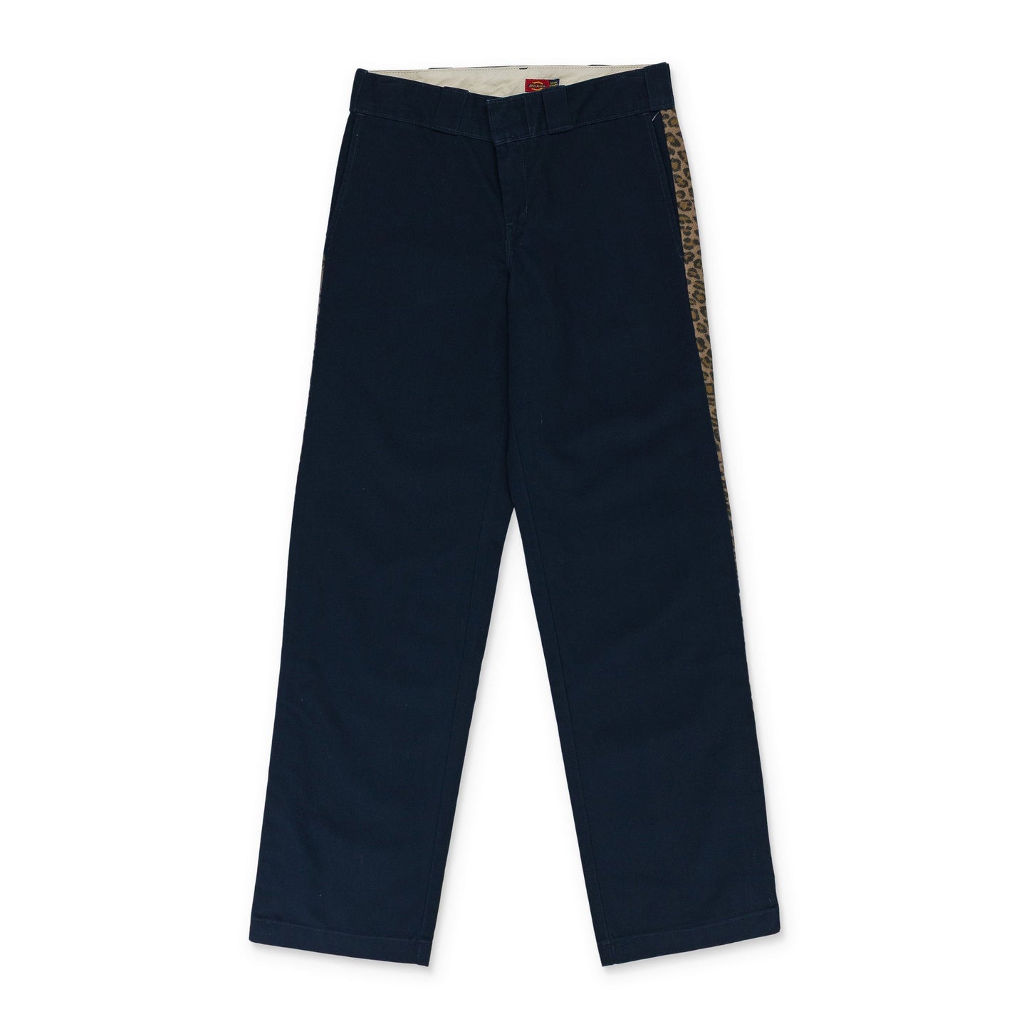 NAVY CONTRAST LEOPARD SIDE STRIPE PANTS
