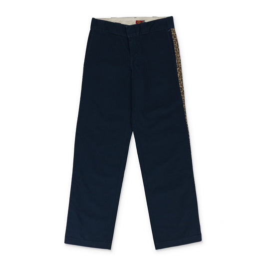 NAVY CONTRAST LEOPARD SIDE STRIPE PANTS