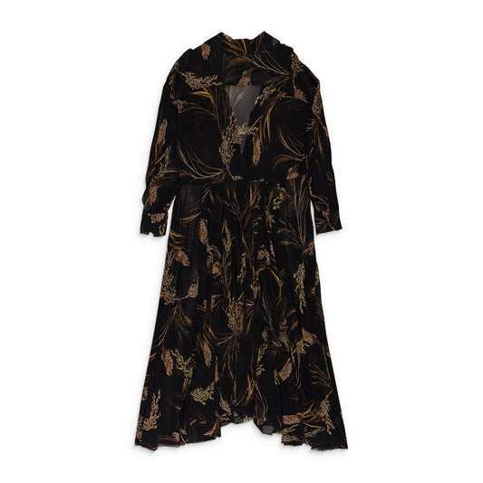 BEIGE WHEAT BARLEY NK FLARED SHIRT DAY DRESS