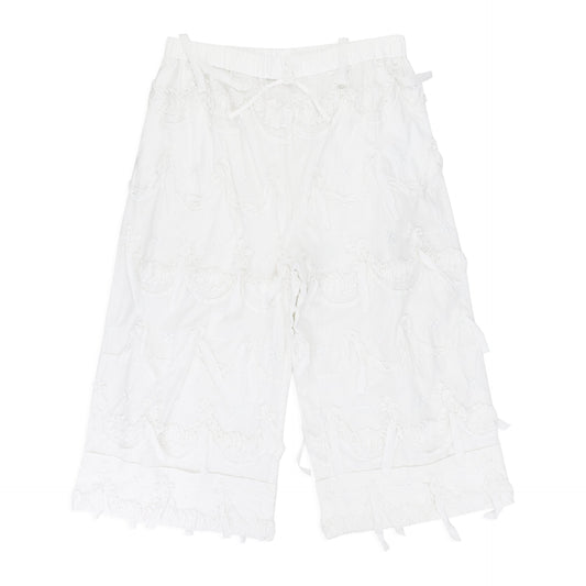 WHITE LACE WIDE LEG ANKLE TROUSERS
