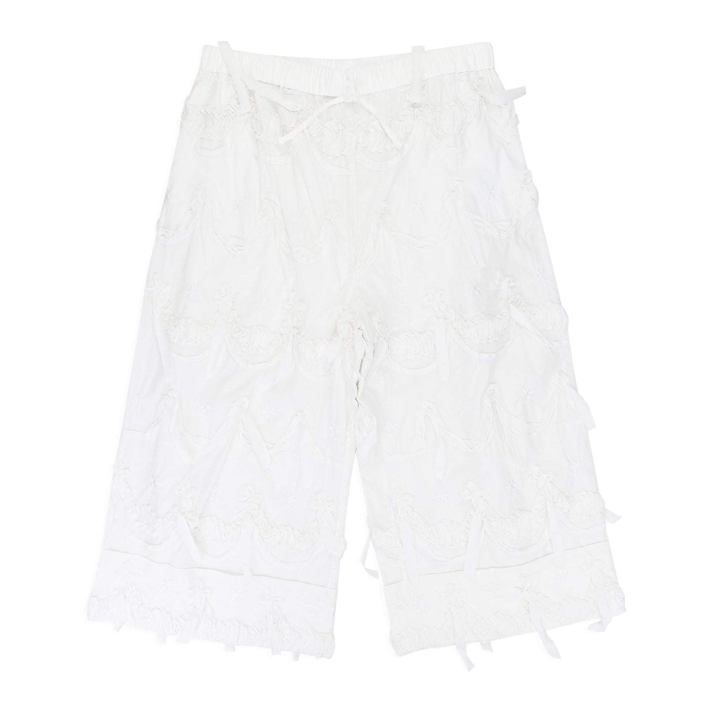 WHITE LACE WIDE LEG ANKLE TROUSERS