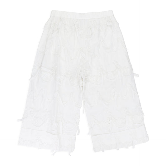 WHITE LACE WIDE LEG ANKLE TROUSERS