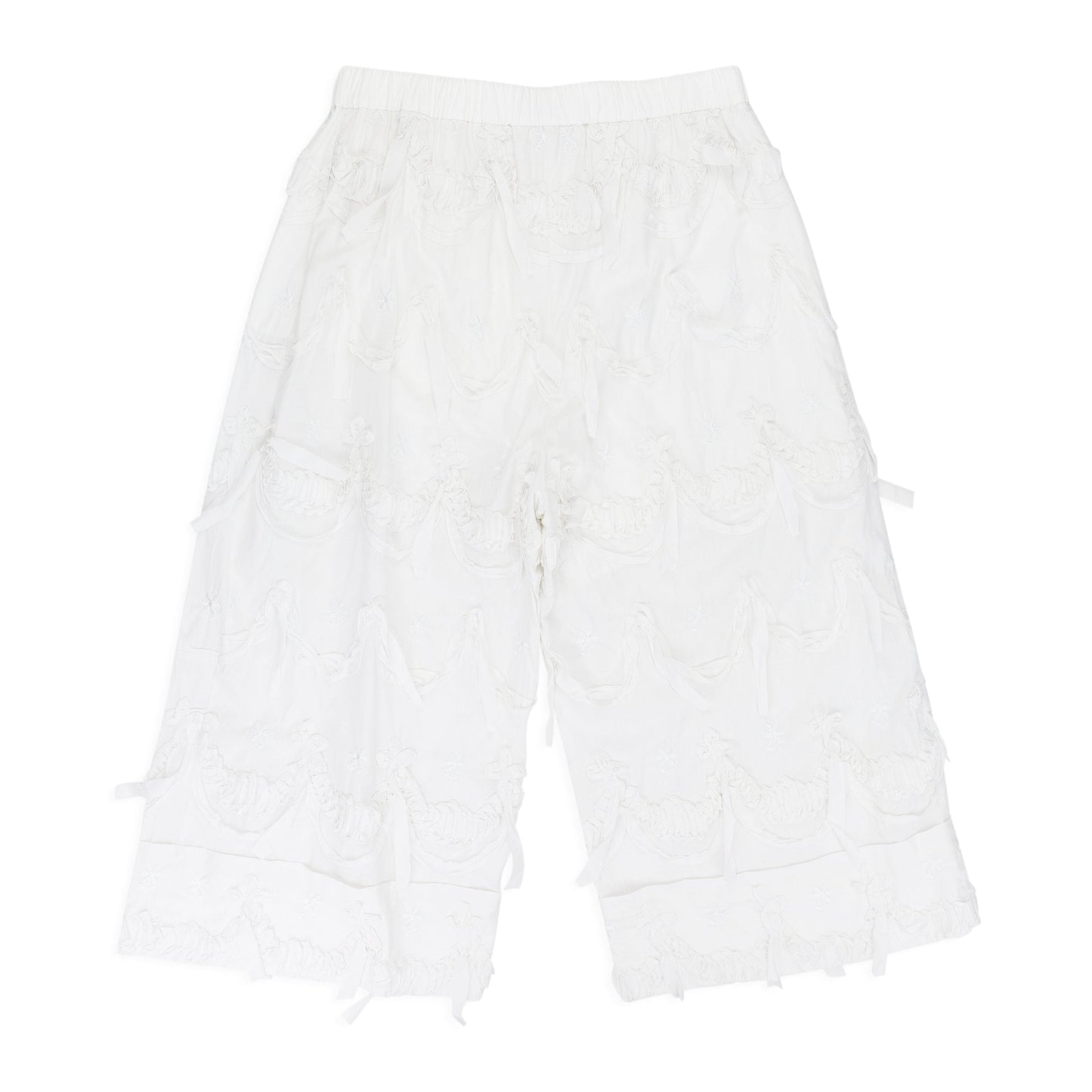 WHITE LACE WIDE LEG ANKLE TROUSERS