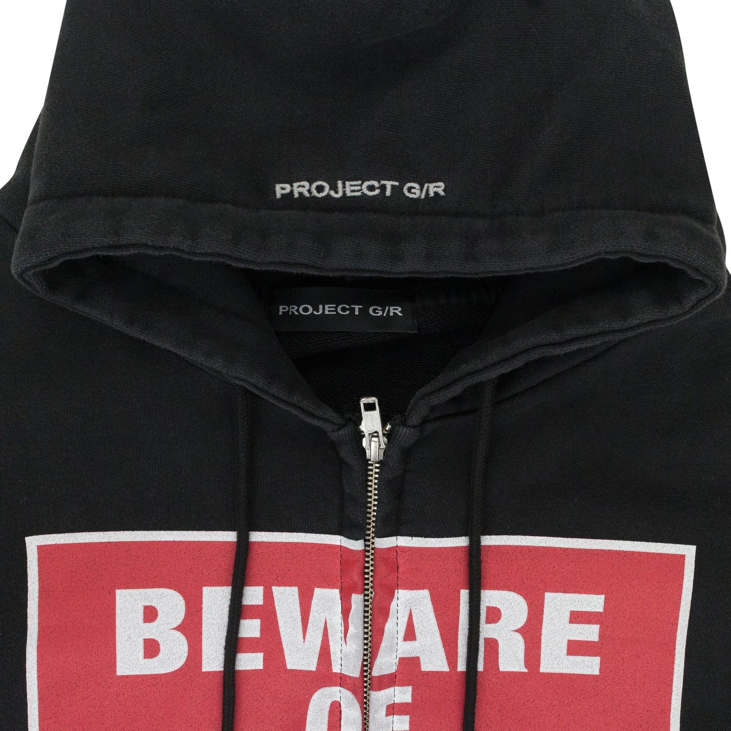 BLACK BEWARE OF GOD ZIP HOODIE