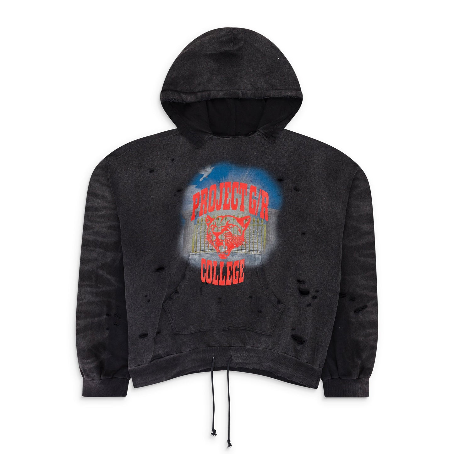 BLACK MIXED PRINTED VINTAGE HOODIE