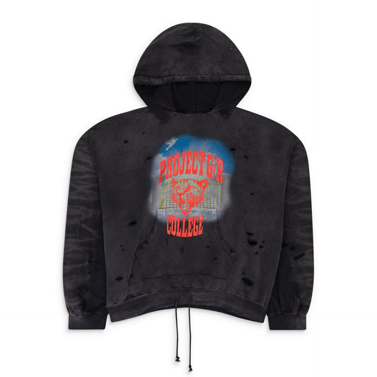 BLACK MIXED PRINTED VINTAGE HOODIE
