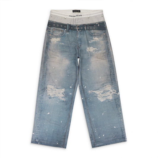 BLUE TROMPE-L'ŒIL DENIM JEANS