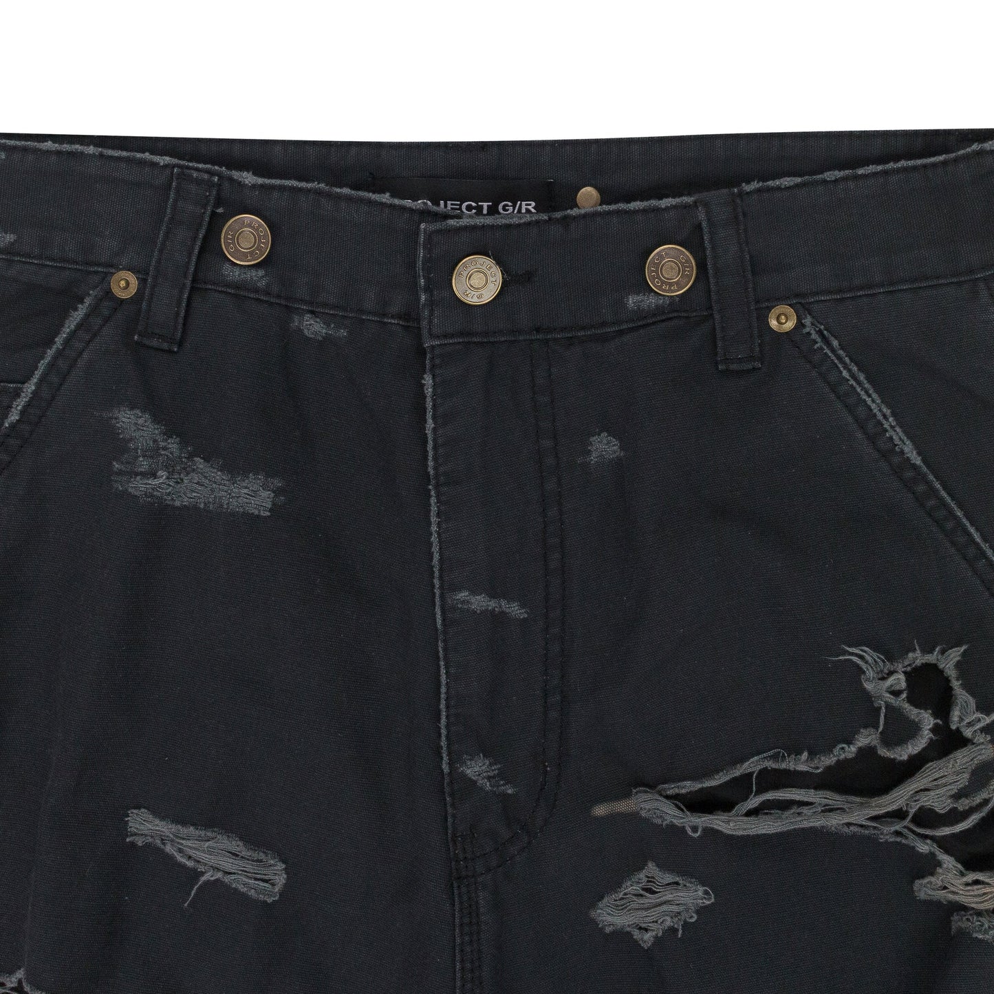 BLACK DISTRESSED PATCH WORK SWEATPANTS