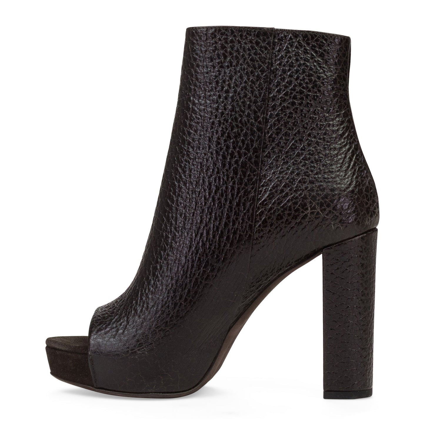 BROWN PEEP TOE HEELED BOOTS