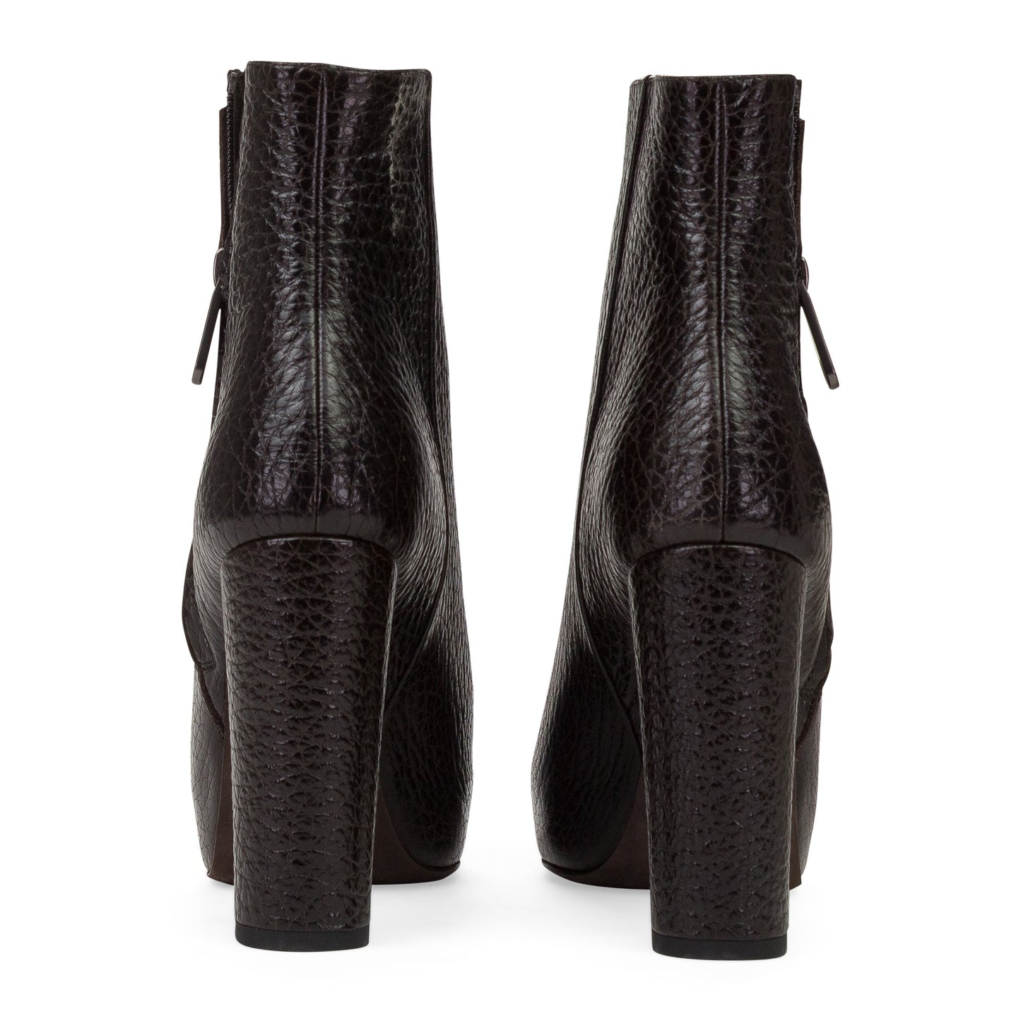 BROWN PEEP TOE HEELED BOOTS