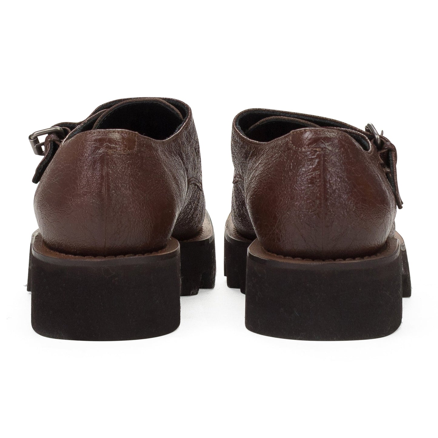BROWN DOUBLE BUCKLE OXFORDS