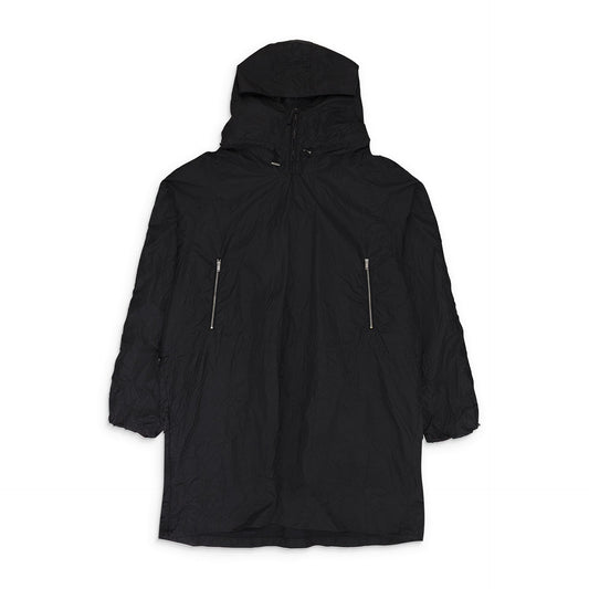 BLACK ANORAK LONG RAINCOAT