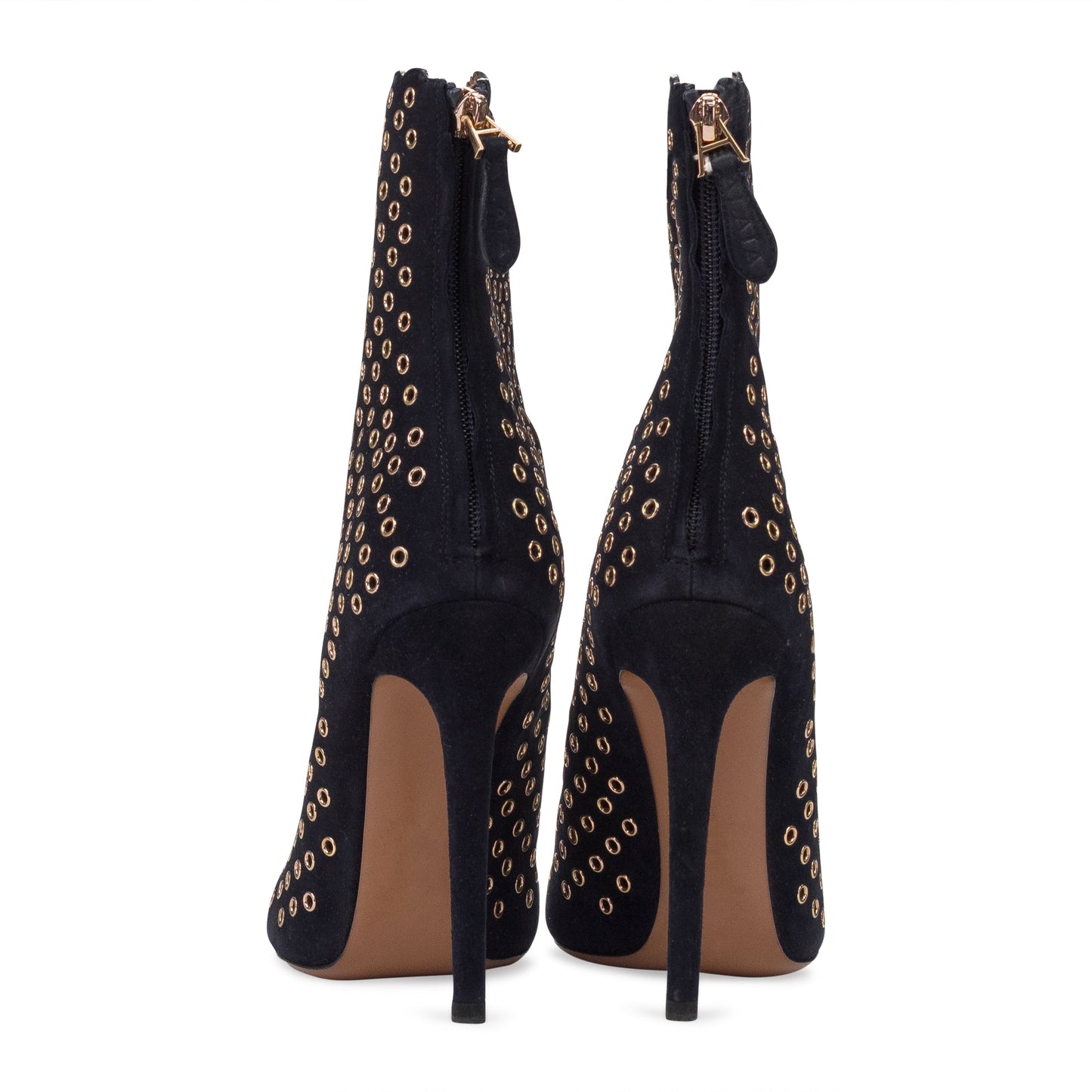 INDIGO METAL STUDS HEELS