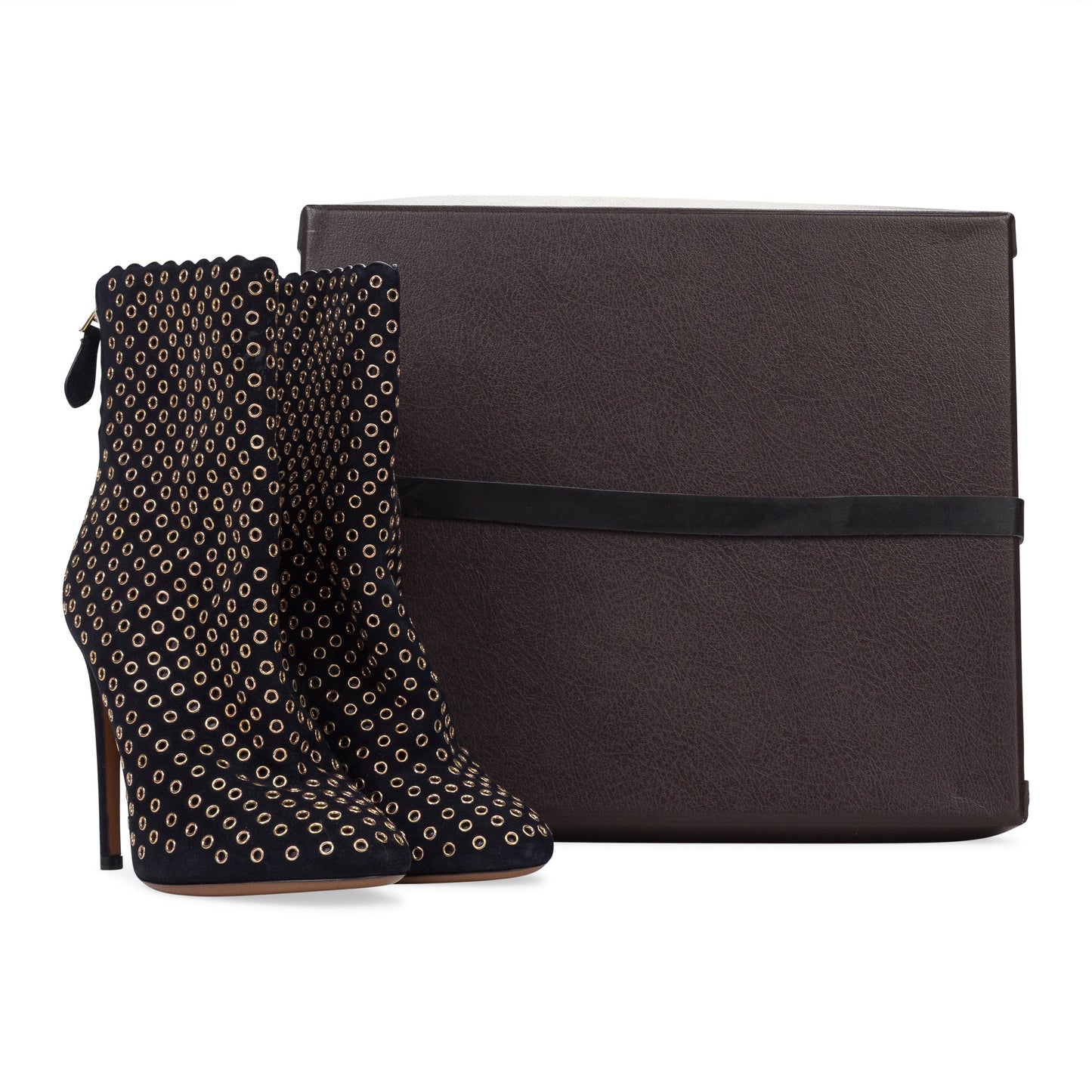 INDIGO METAL STUDS HEELS