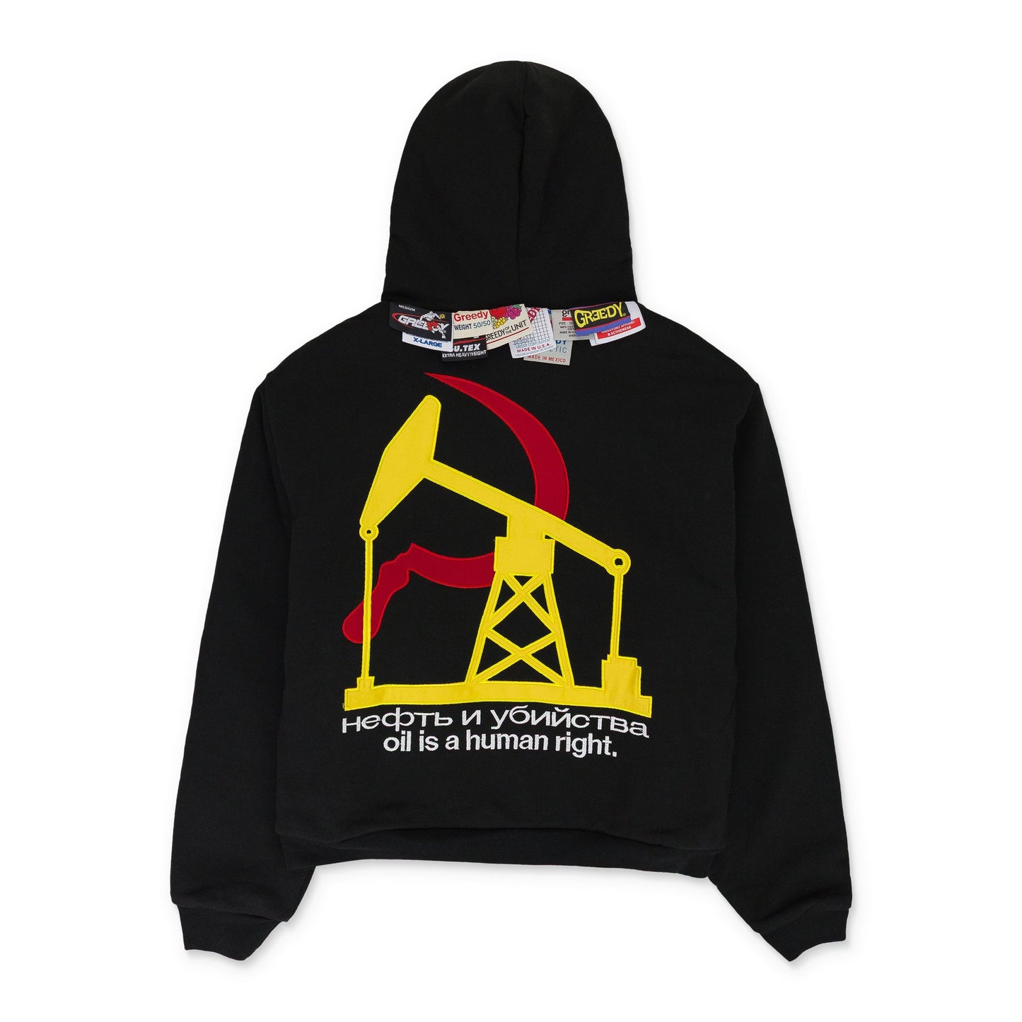 GREEDY UNIT x MURD333R.FM BLACK DOUBLE LAYERED HOODIE