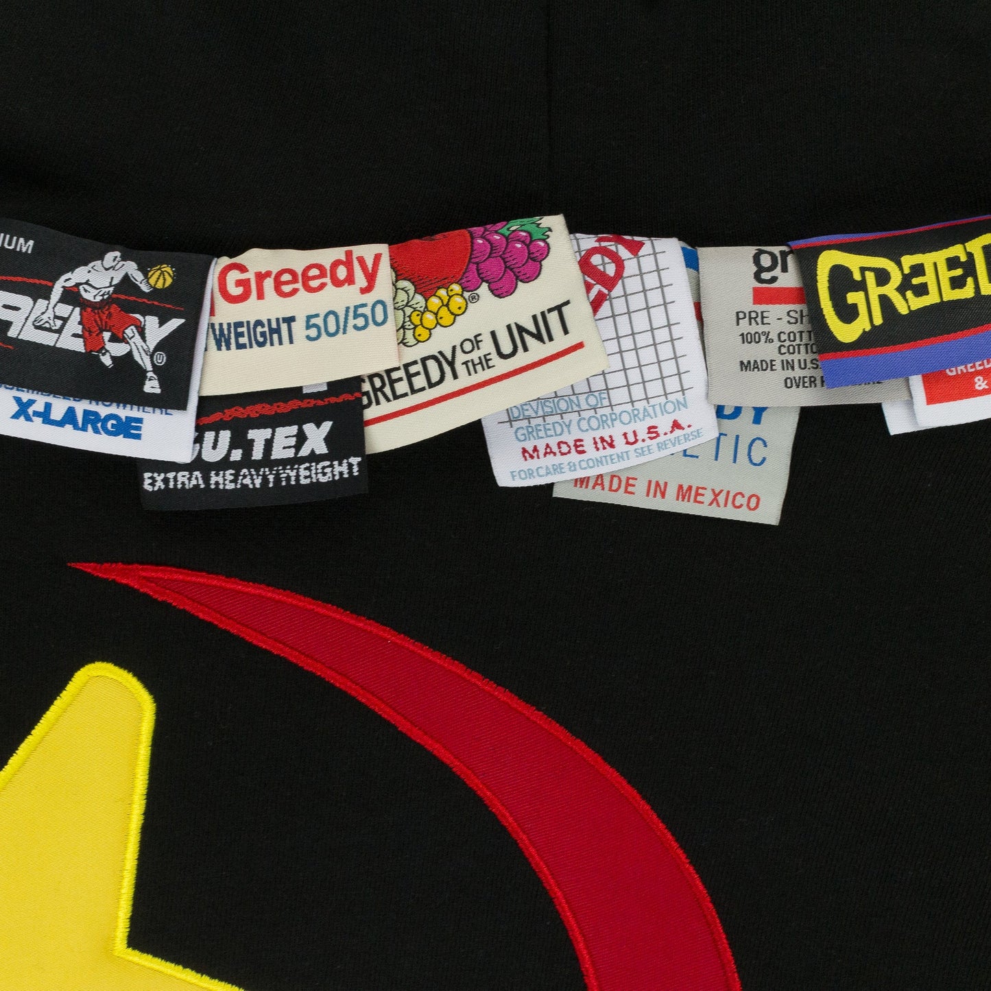 GREEDY UNIT x MURD333R.FM BLACK DOUBLE LAYERED HOODIE