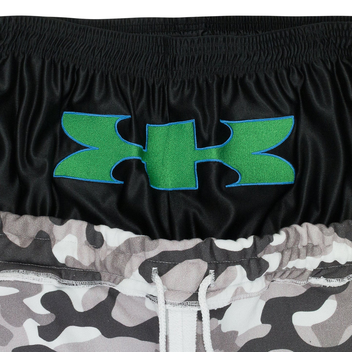 GREEDY UNIT x MURD333R.FM WHITE CAMO SWEATSHORTS