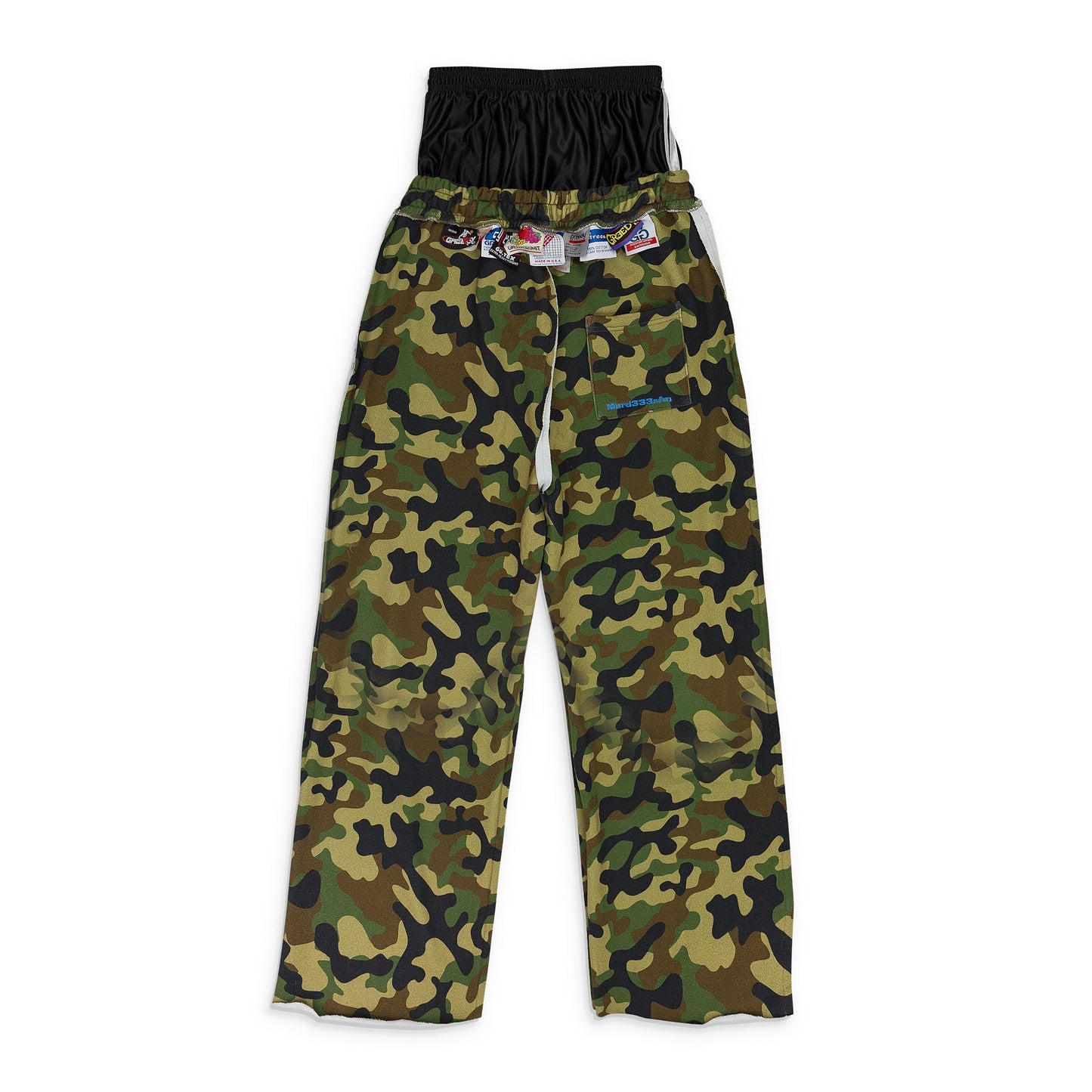 GREEDY UNIT x MURD333R.FM GREEN CAMO SWEATSHORTS