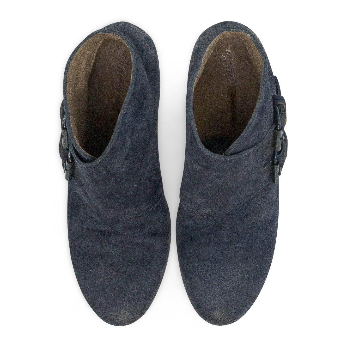 BLUE DISTRESSED CALF SKIN LEATHER BOOTS