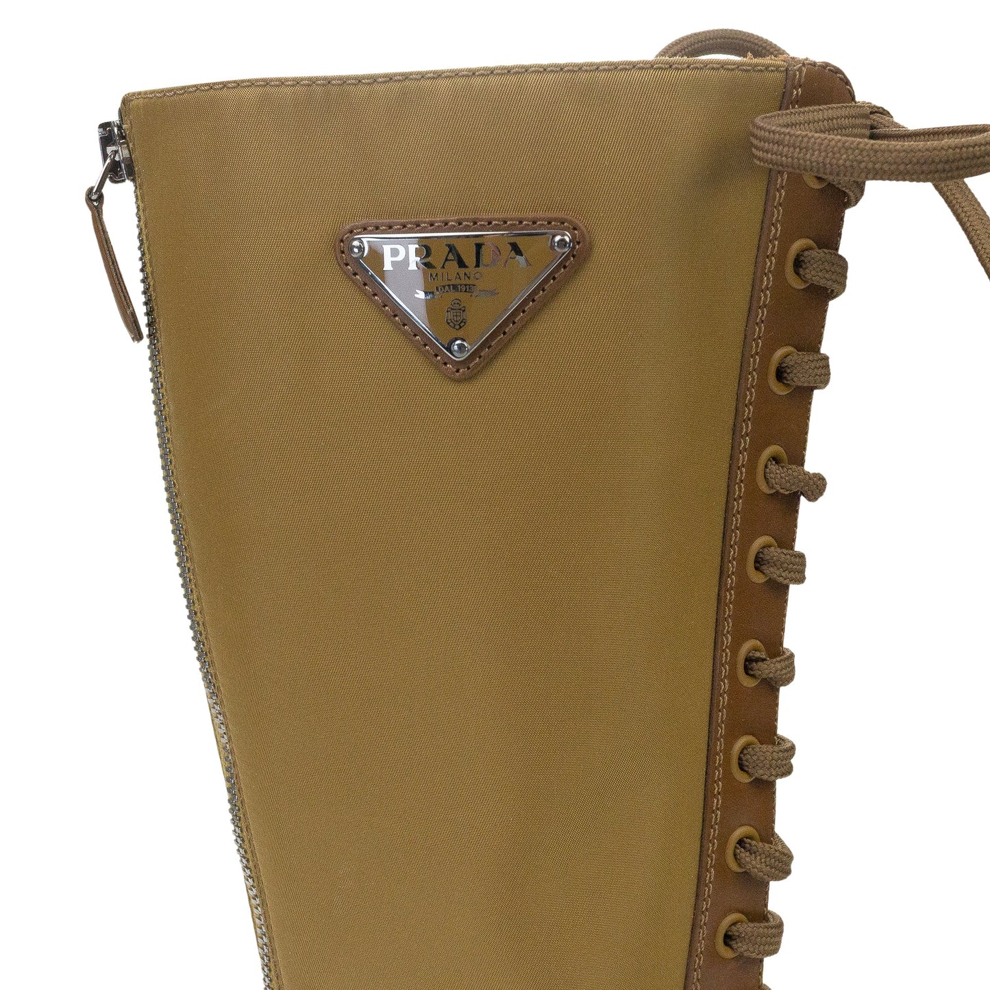 COMBAT LOGO TALL BOOTS BROWN KNEE-HIGH BOOTS
