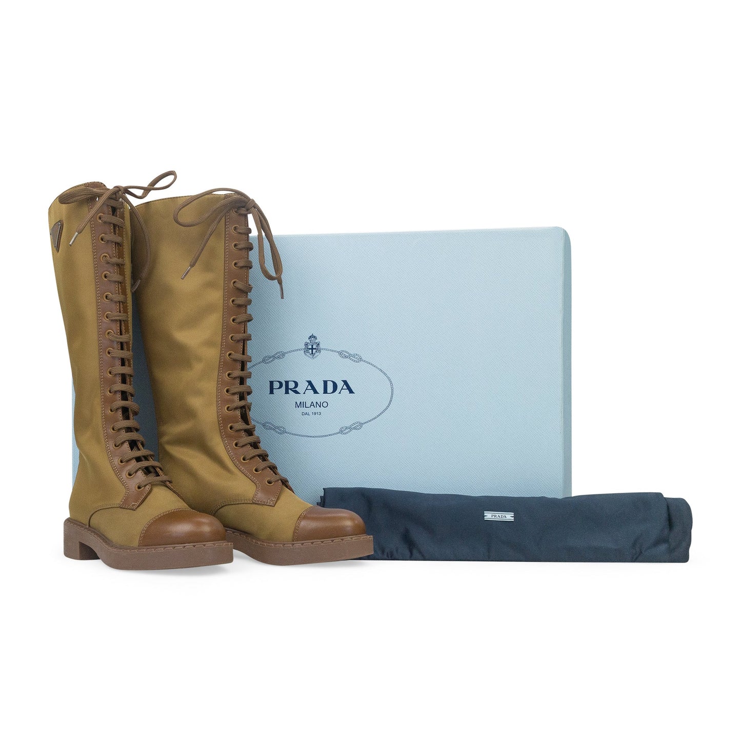 COMBAT LOGO TALL BOOTS BROWN KNEE-HIGH BOOTS
