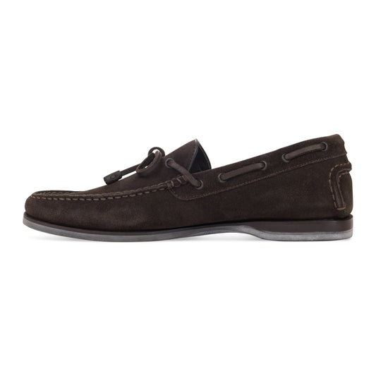 BROWN TIE FRONT LOAFERS
