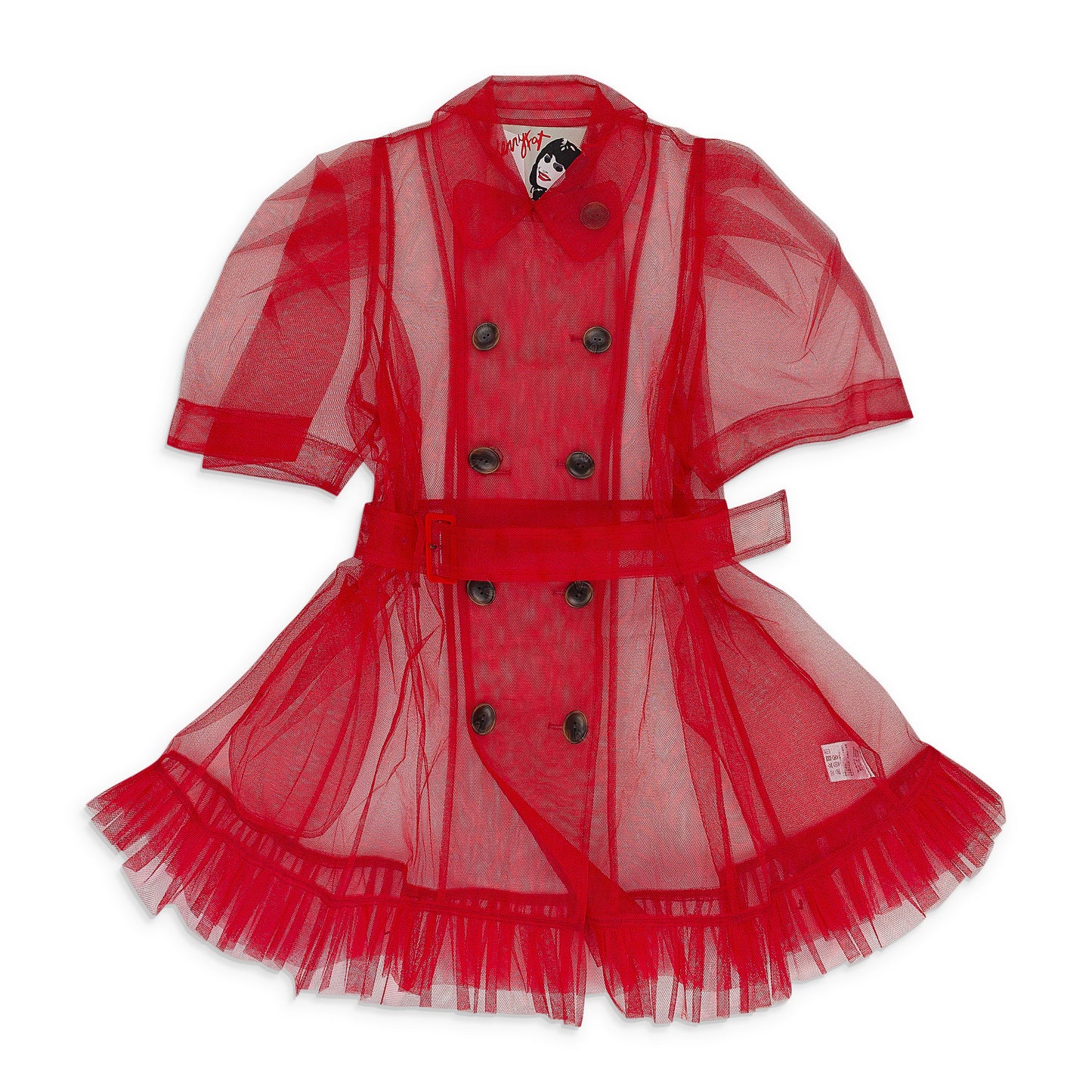 RED TULLE LITTLE TRENCH COAT