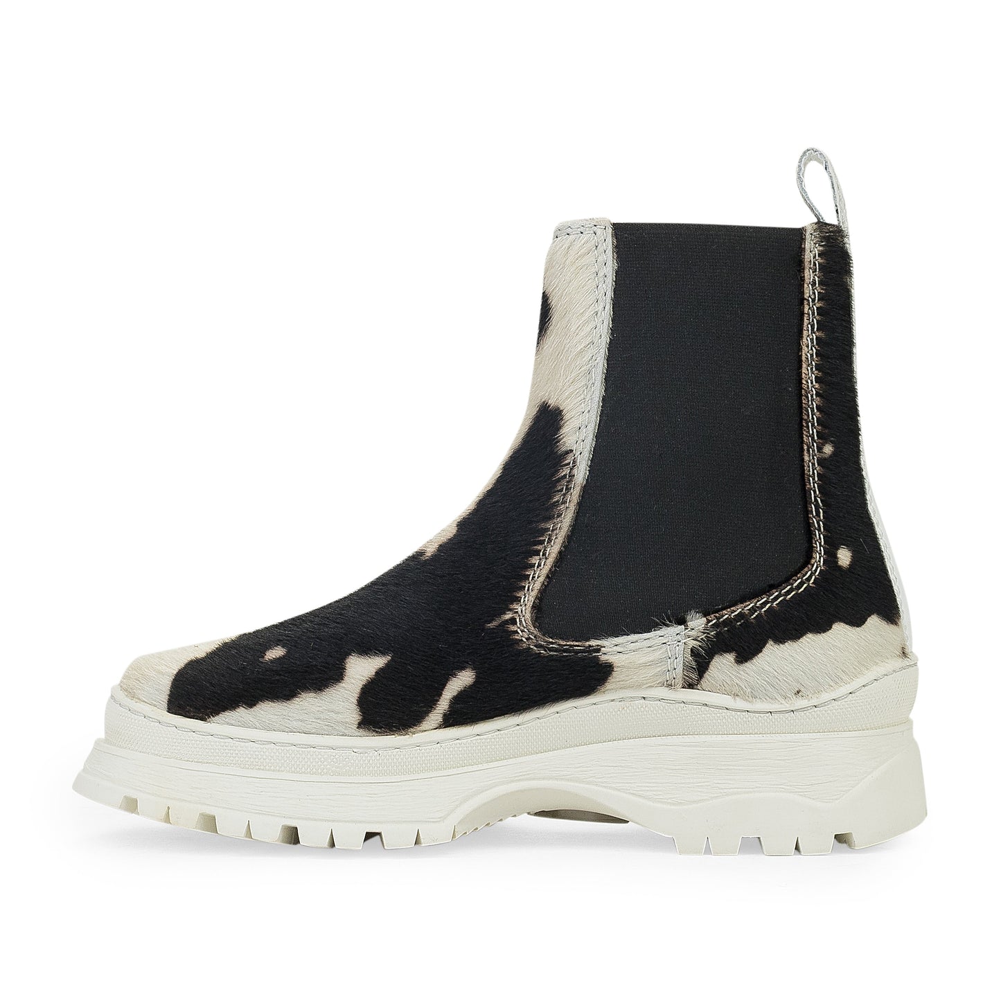 WHITE COWPRINT NICO ANKLE BOOTS