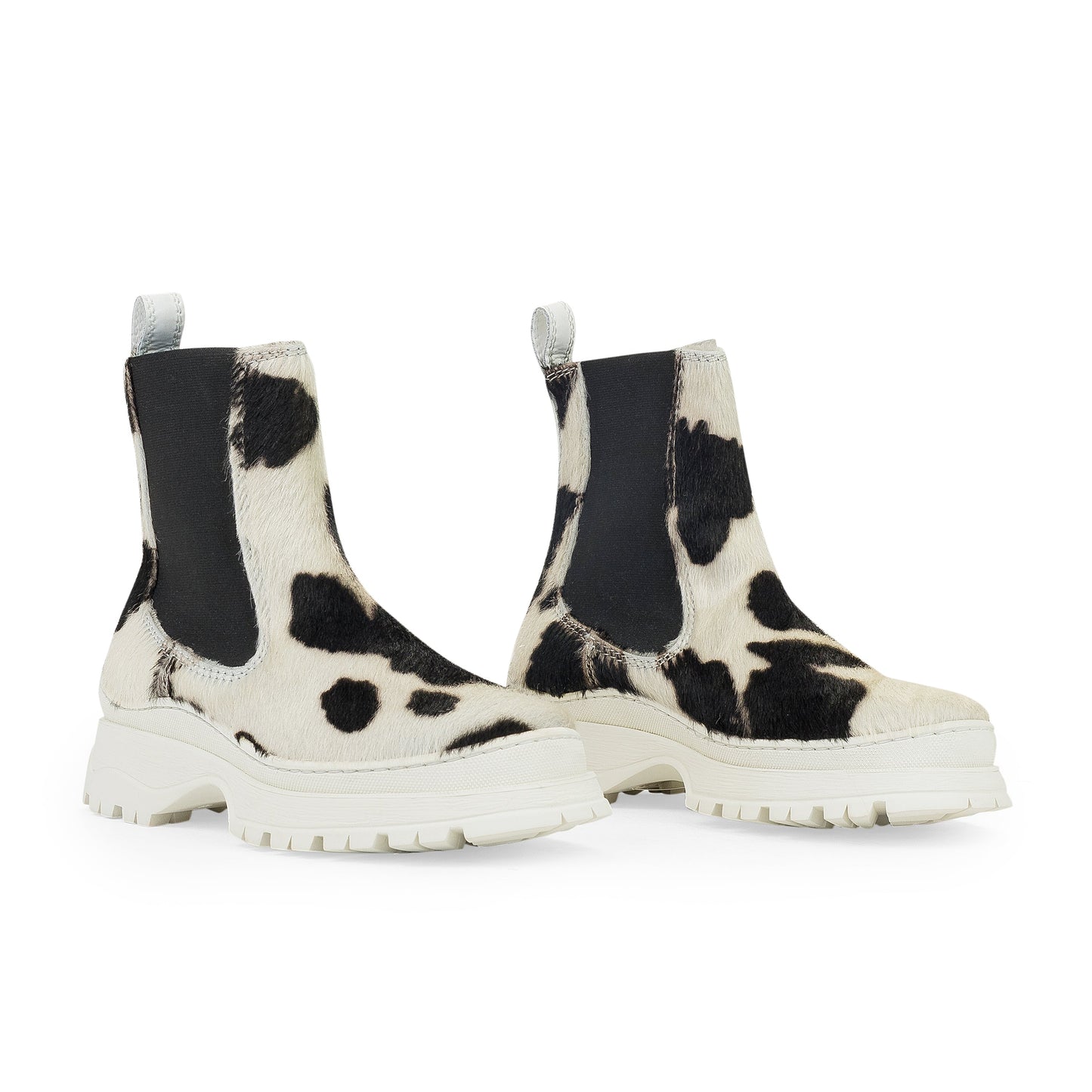 WHITE COWPRINT NICO ANKLE BOOTS