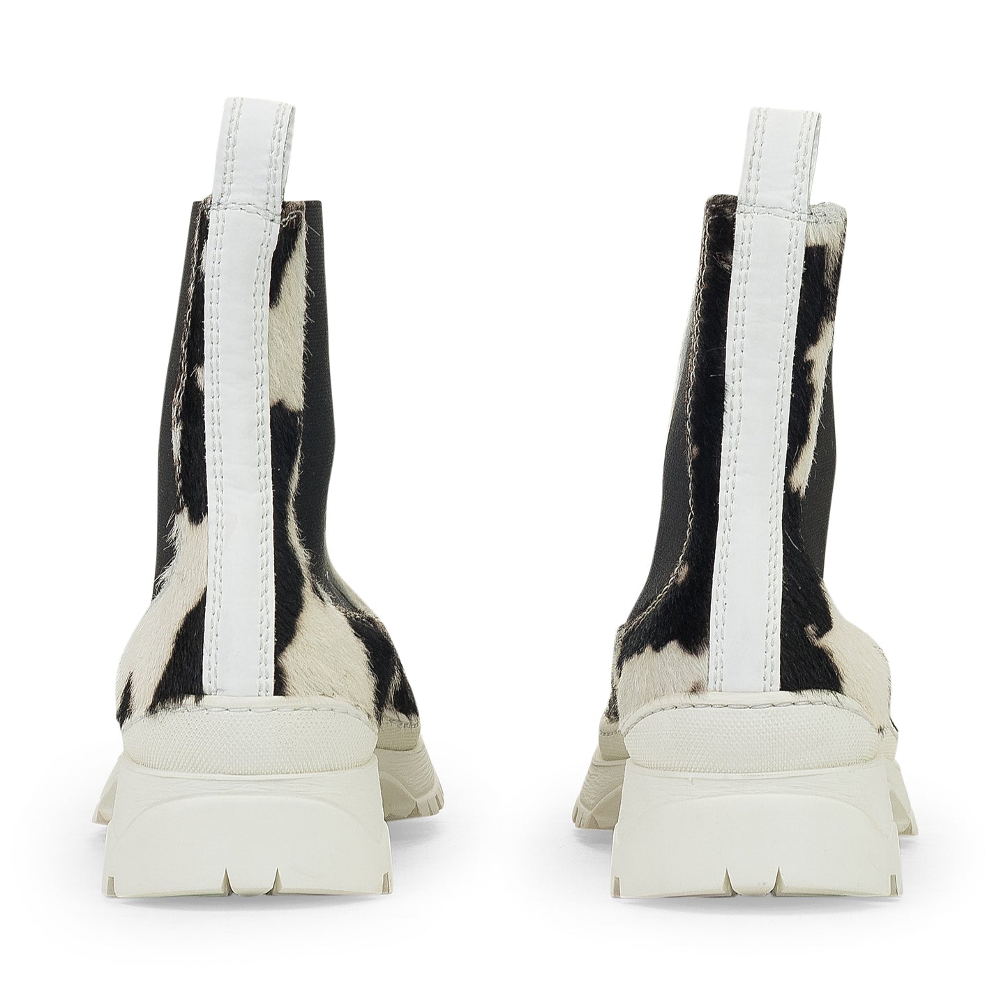 WHITE COWPRINT NICO ANKLE BOOTS