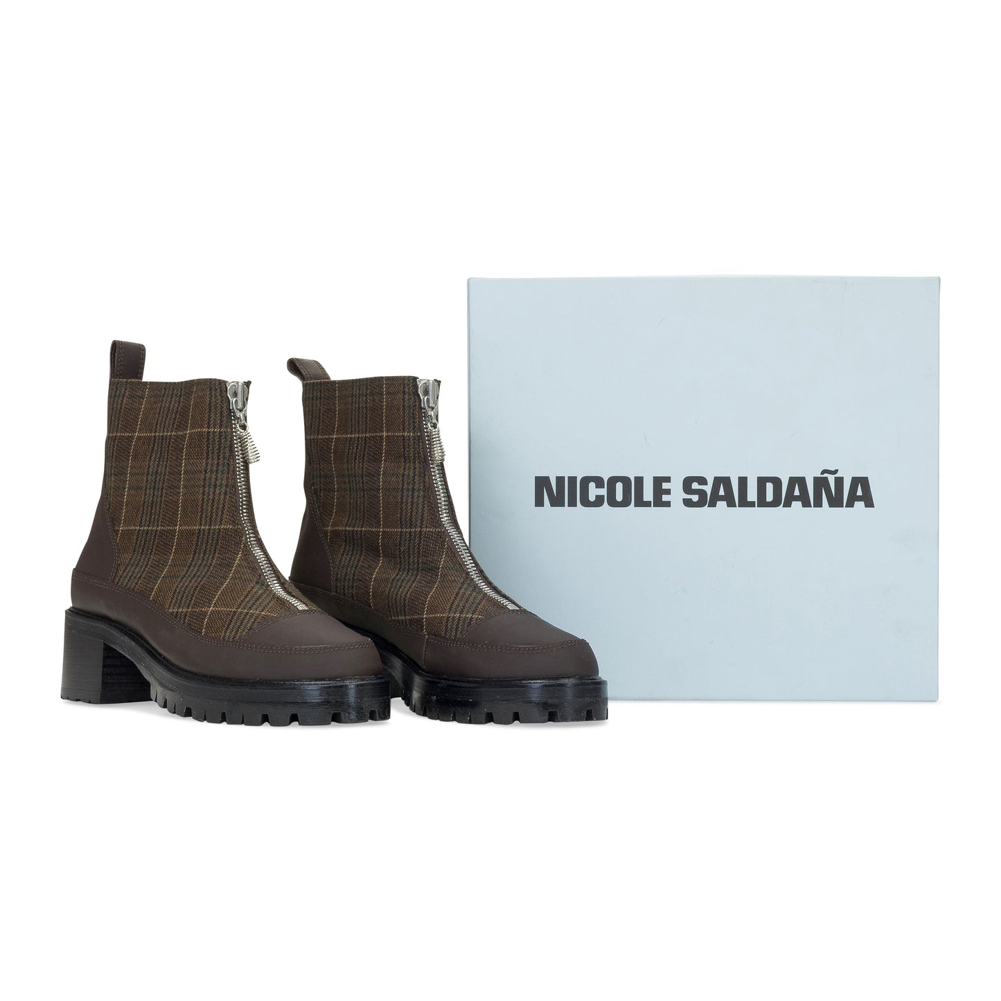 BROWN EXCLUSIVE PLAID CHRIS ANKLE BOOTS