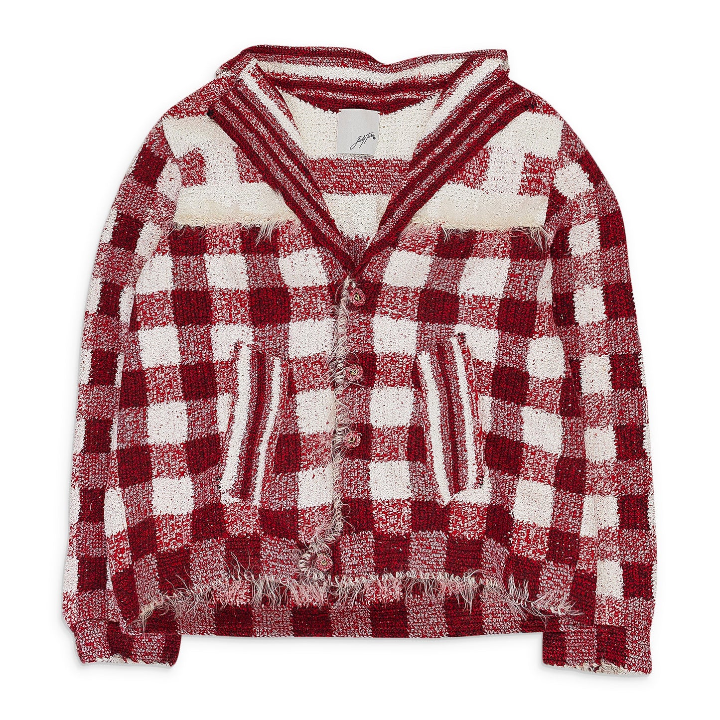 RED/WHITE WIM HAND CROCHET BLAZER