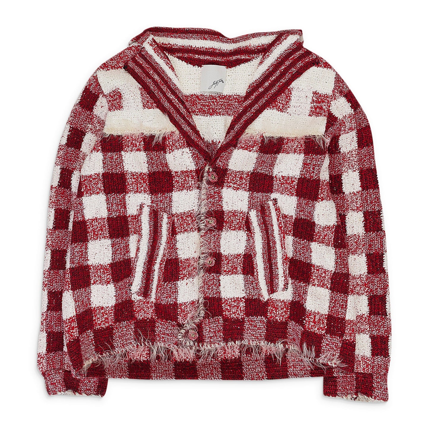 RED/WHITE WIM HAND CROCHET BLAZER