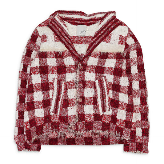 RED/WHITE WIM HAND CROCHET BLAZER