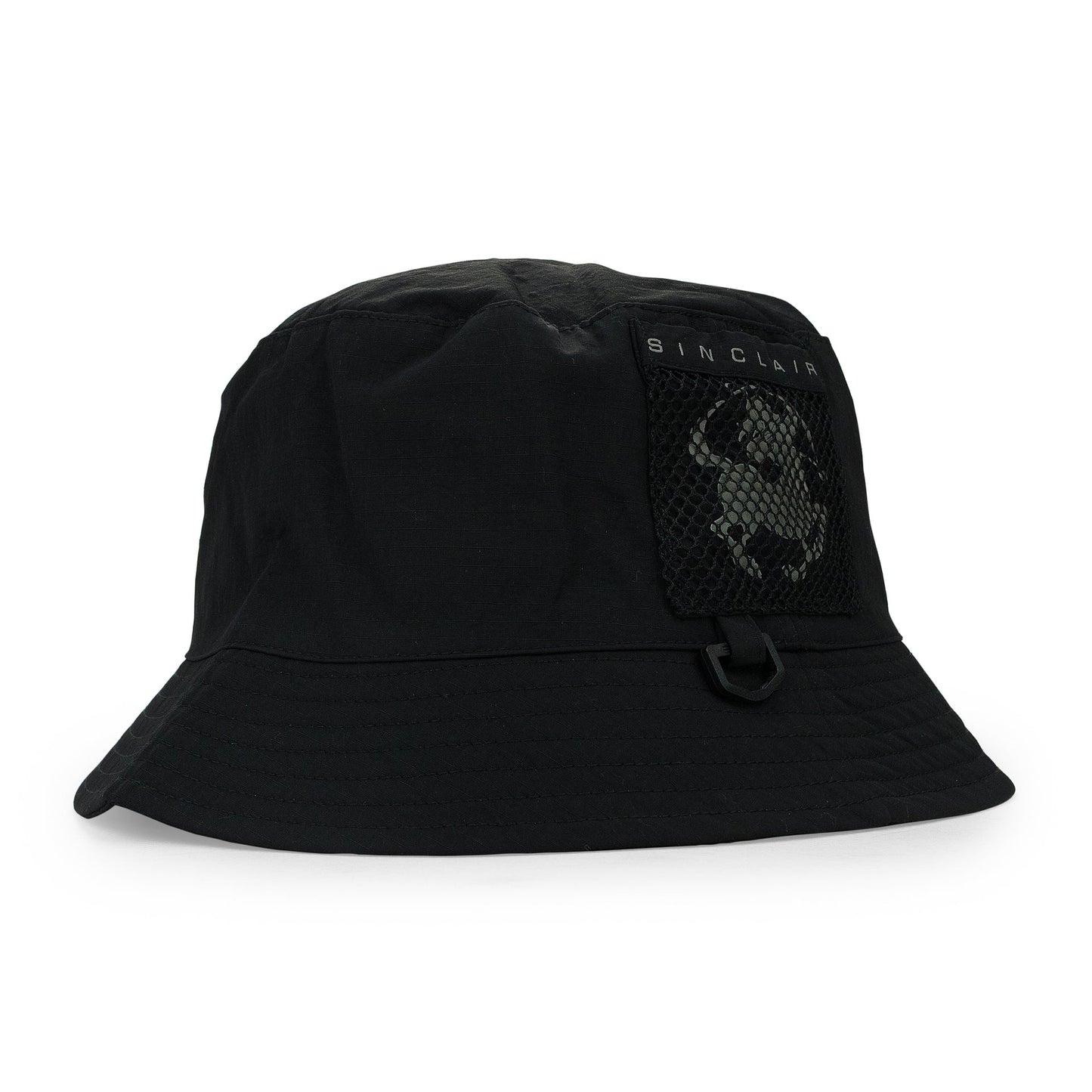 BLACK MESH POCKET BUCKET HAT