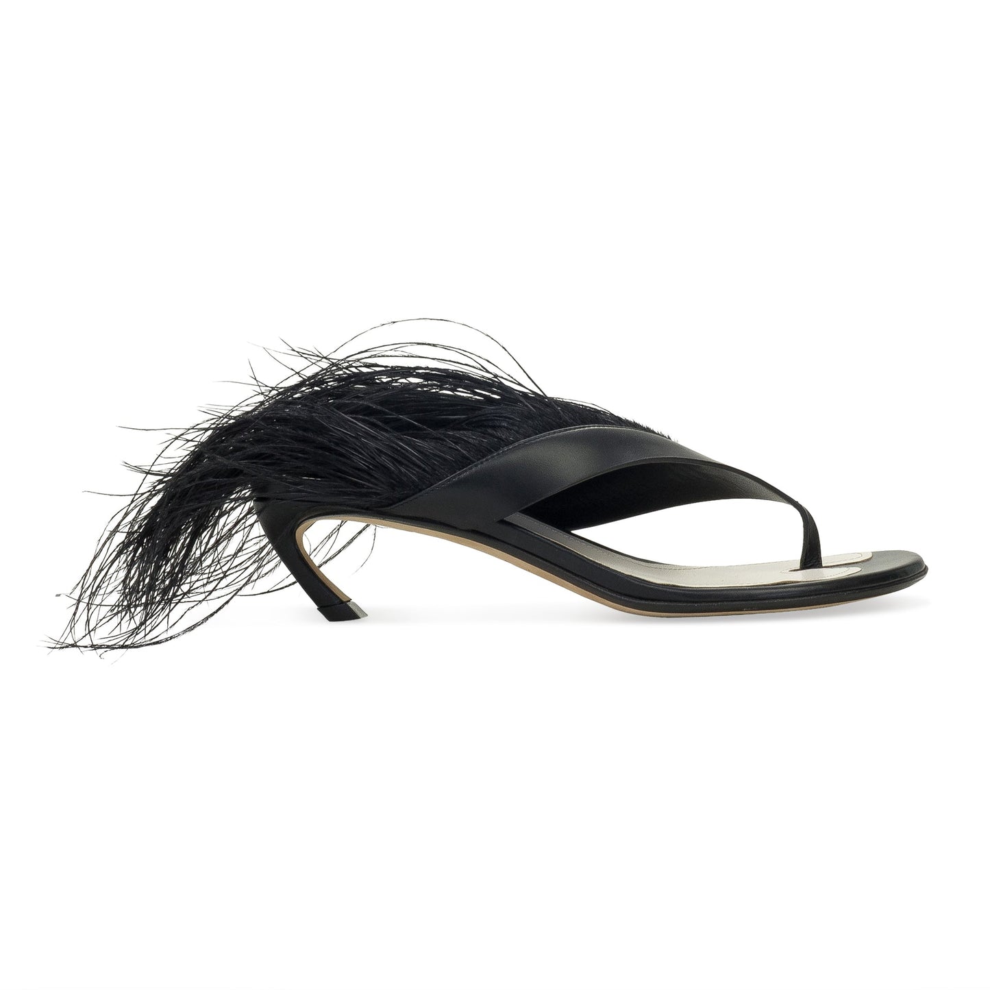 BLACK SWING SANDALS WITH FEATHER-45MM PUMPS