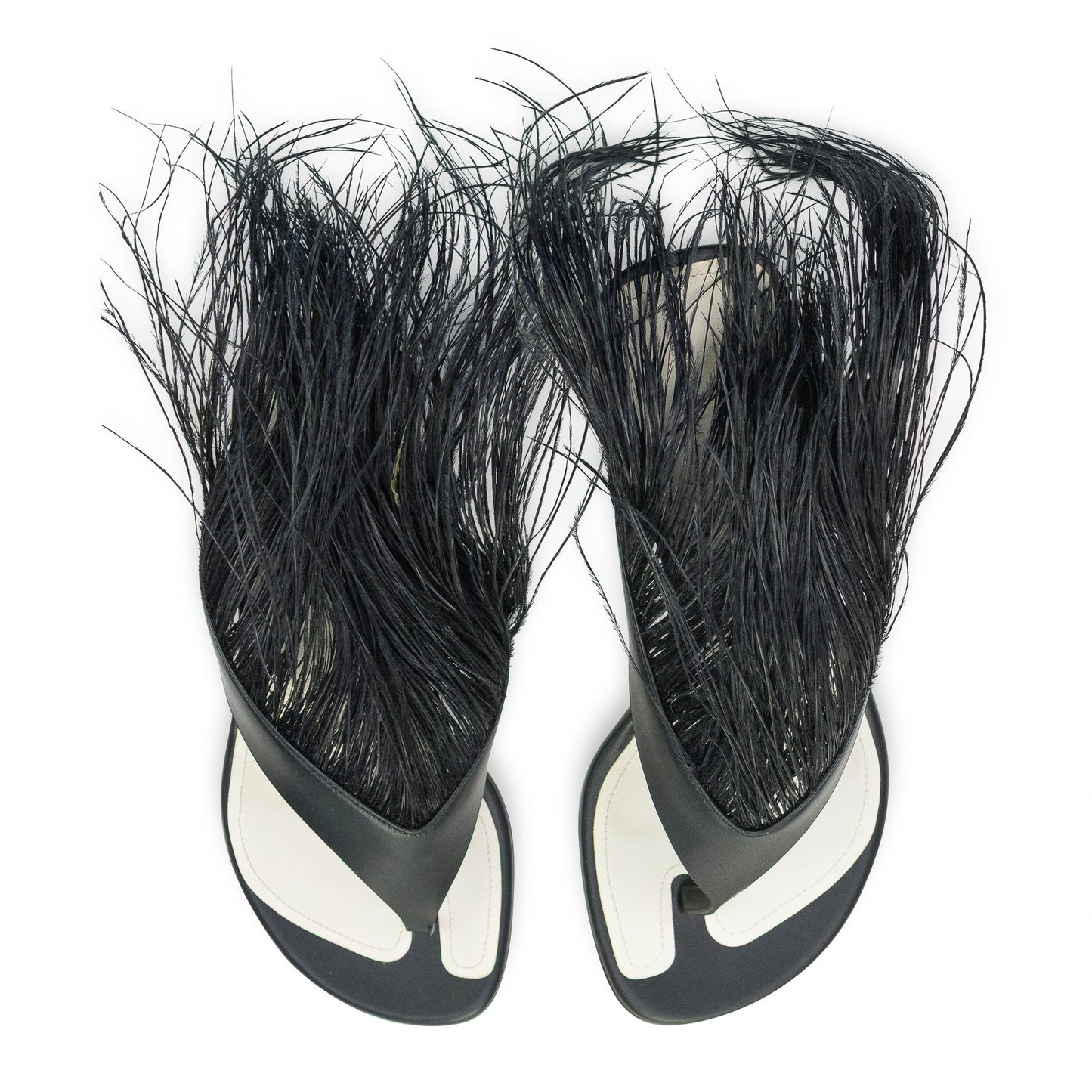 BLACK SWING SANDALS WITH FEATHER-45MM PUMPS
