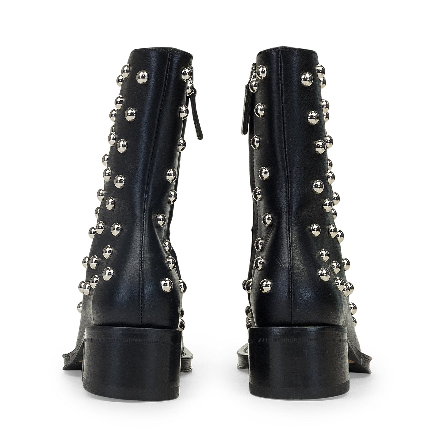 BLACK/SILVER ZIPPEES AVEC CLOUS ANKLE BOOTS