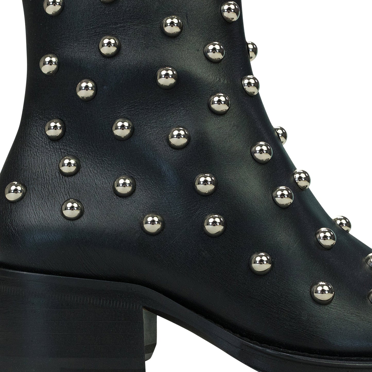 BLACK/SILVER ZIPPEES AVEC CLOUS ANKLE BOOTS