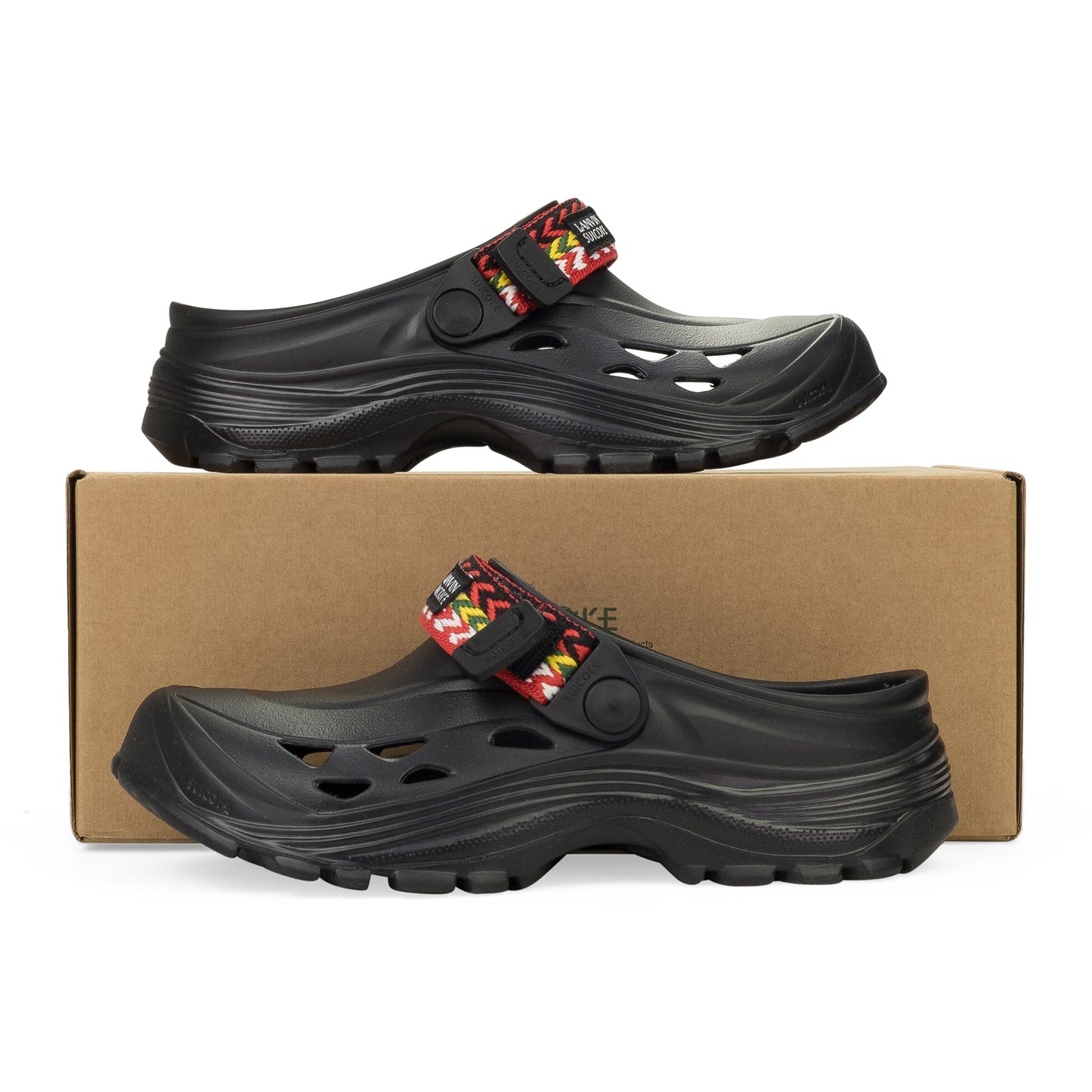 BLACK X SUICOKE MOK MOCASSINS CURB SLIDES