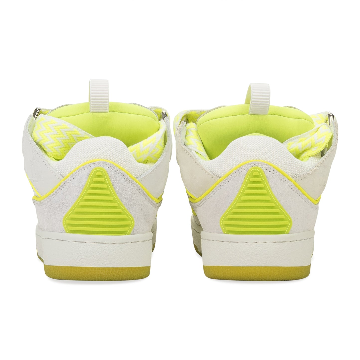 WHITE/FLOURESCENT YELLOW BASKETS CURB SNEAKERS