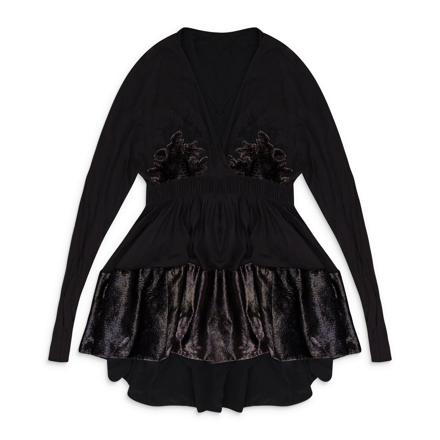 BROWN LACE V NECK FLARE SHORT DRESS