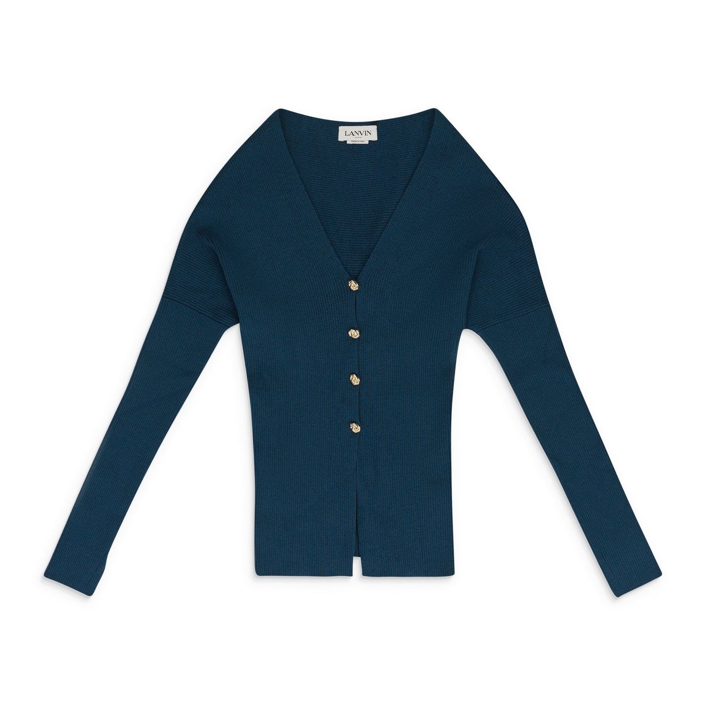 BLUE OPEN SHOULDER WAISTED CARDIGAN