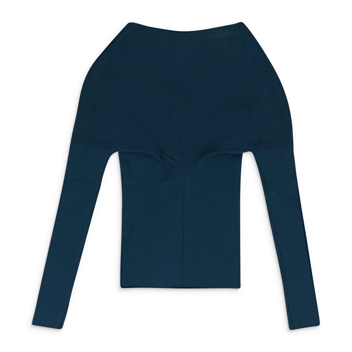 BLUE OPEN SHOULDER WAISTED CARDIGAN