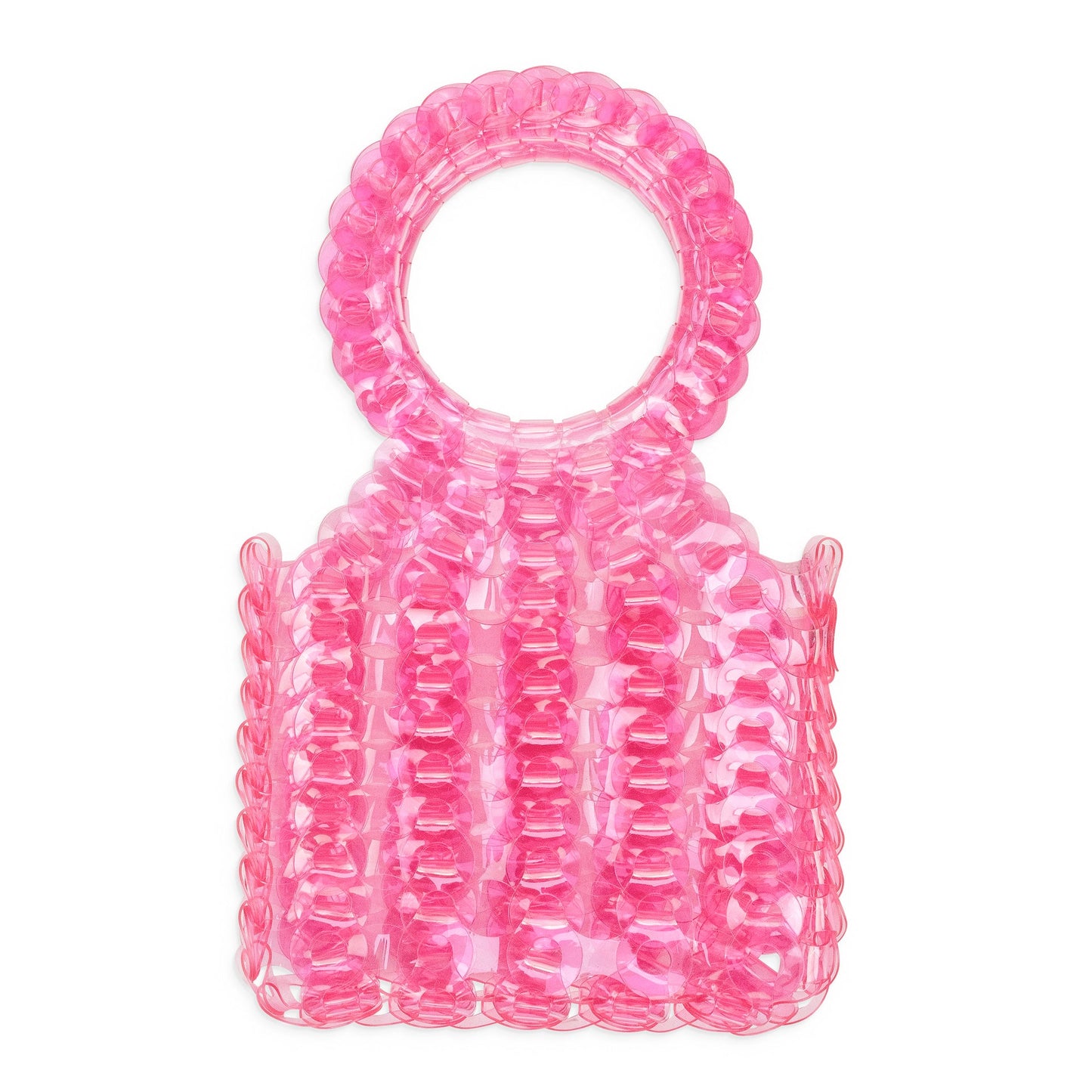 PINK SQUARE BASKET TINY TOTE BAG
