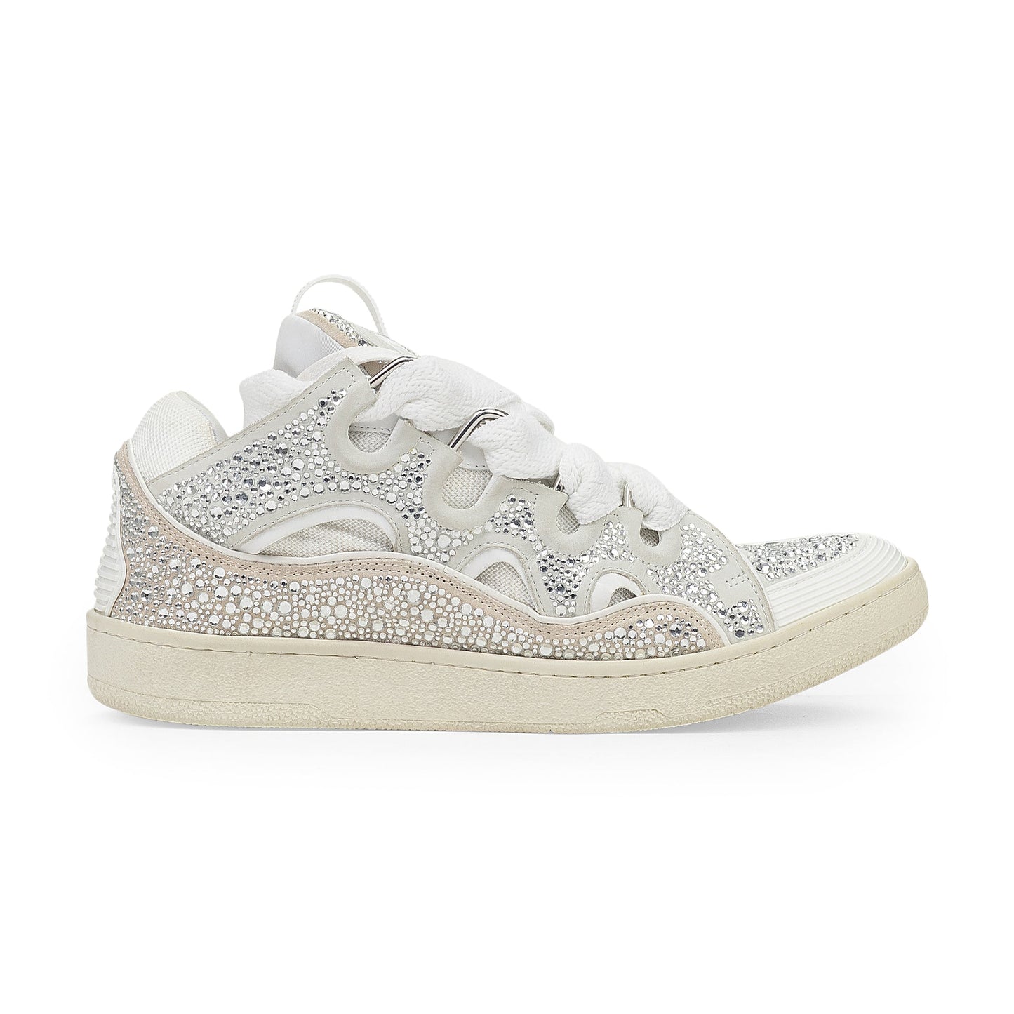 WHITE/SILVER CURB SNEAKERS